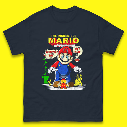 The Incredible Mario The Strongest Plumber Of All Time Super Mario Funny Plumber Mario Bros Gaming Mens Tee Top