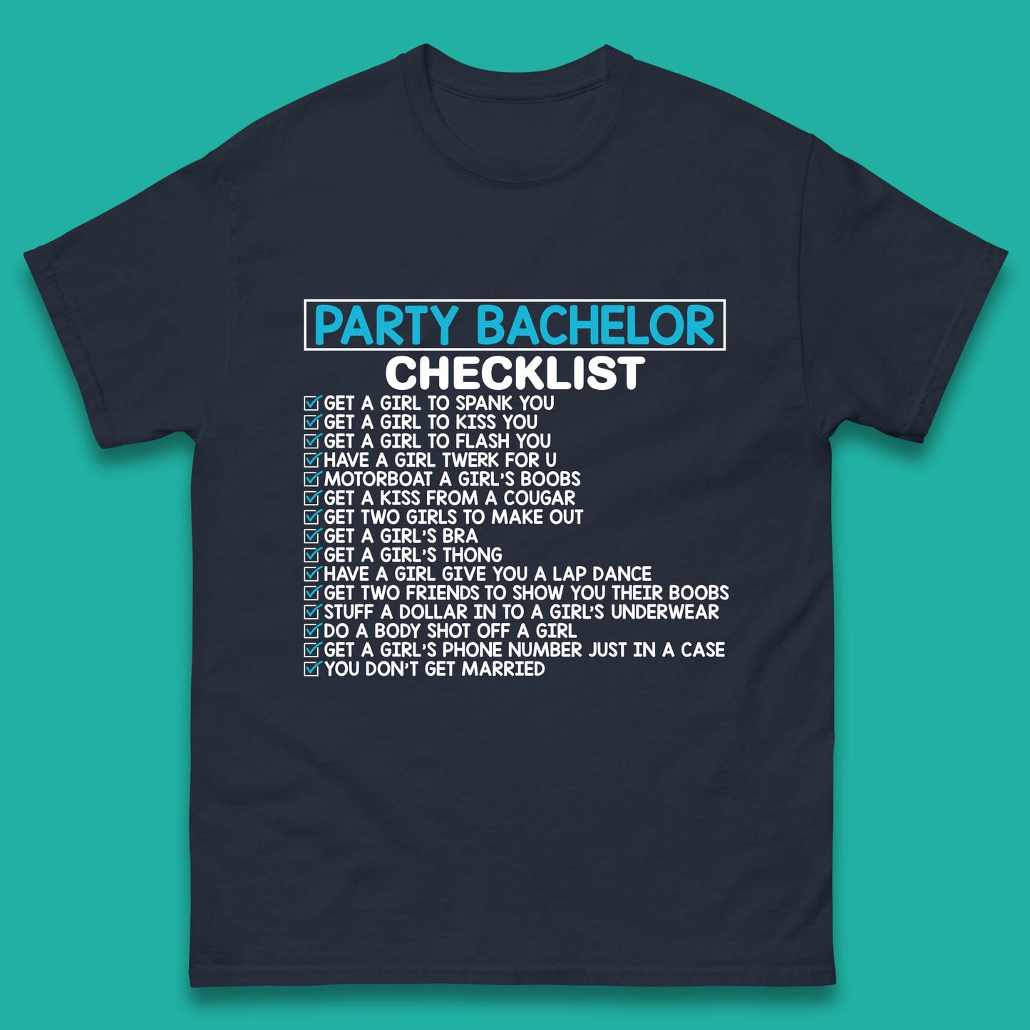 Bachelor Party Checklist Funny Groom Bachelorette Party Mens Tee Top