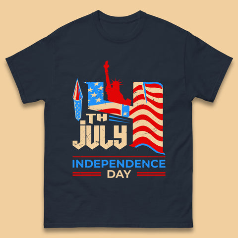 Statue Of Liberty 4th July USA Independence Day Celebration Fireworks Mens Tee Top
