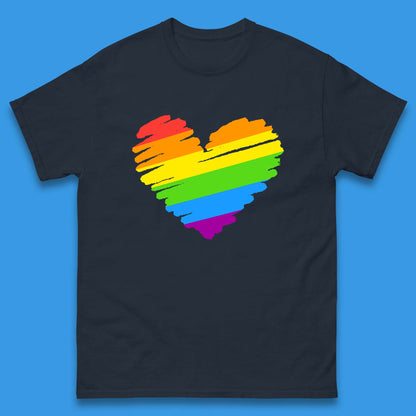 Rainbow Colour Heart Pride LGBTQ Rainbow Pride LGBT Gay Pride Month Mens Tee Top
