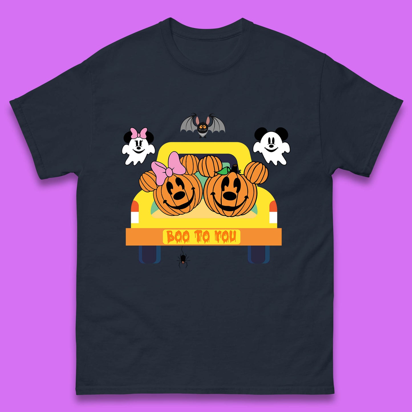 Disney Halloween Mickey Minnie Mouse Pumpkin Ghost Boo To You Horror Scary Disney Trip Mens Tee Top