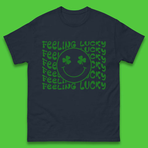 Feeling Lucky Smiley Shamrock Mens T-Shirt