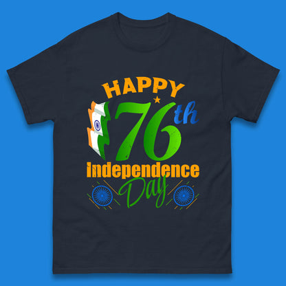 Happy India 76th Independence Day 15th August Patriotic Indian Flag Mens Tee Top