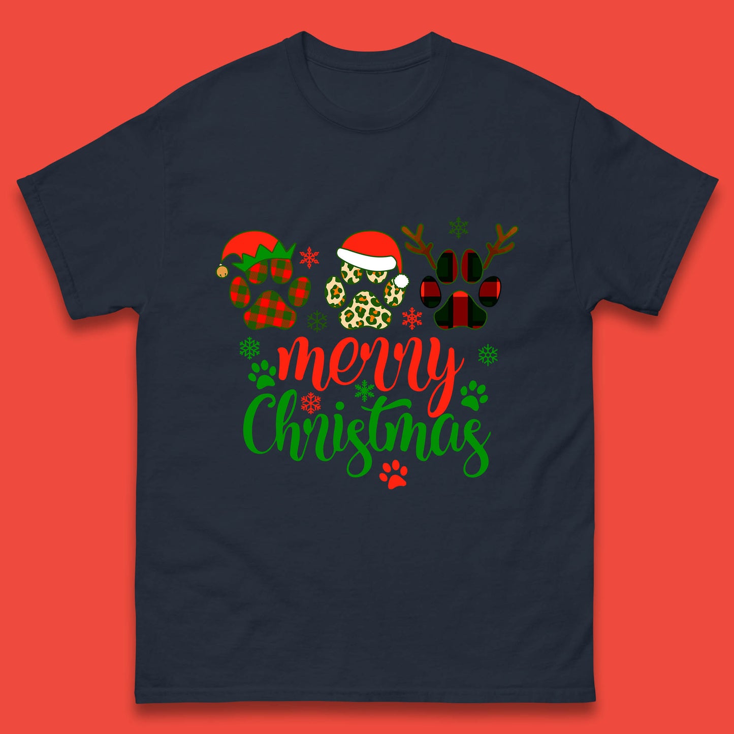 dog & cat paws christmas t shirt