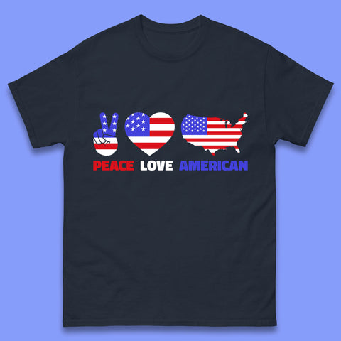 Peace Love American Patriotic USA Flag America Pride Freedom Mens Tee Top