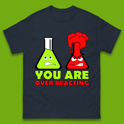 You Are Over Reacting Creepy Face Flask Funny Meme Chemistry Lovers Mens Tee Top