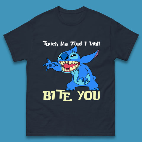 Touch Me And I Will Bite You Disney Stitch Angry Lilo & Stitch Cartoon Character Ohana Stitch Lover Mens Tee Top