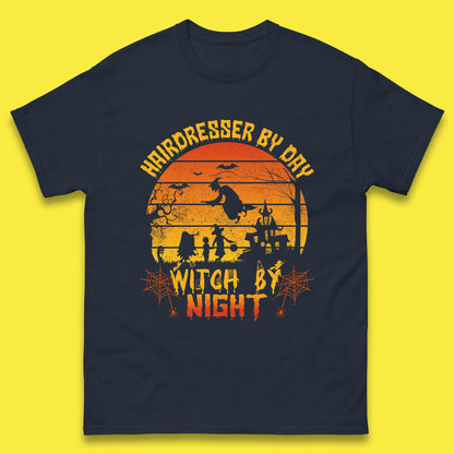 Hairdresser By Day Witch By Night Funny Halloween Hairstylist Spooky Witch Mens Tee Top