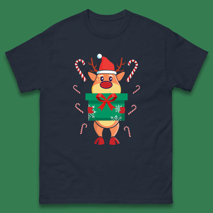 reindeer holding gift christmas t shirt