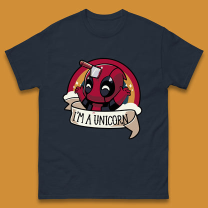 I'm A Unicorn Funny Deadpool Rainbow Colors Marvel Avengers Superhero Fictional Character Mens Tee Top