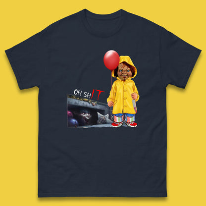 Oh Shit Pennywise Chucky Clown Spoof Halloween IT Pennywise Clown Horror Movie Character Mens Tee Top