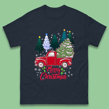 merry christmas red retro truck t shirt