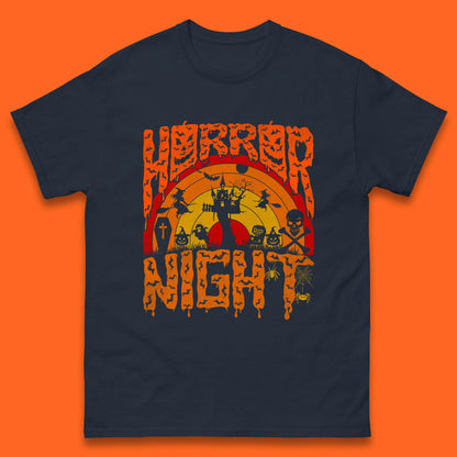 Halloween Horror Night Vintage Rainbow Flying witches Scary Boo Spooky Festive Night Mens Tee Top