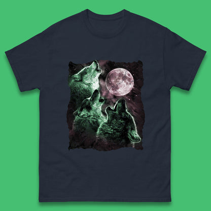 Three Wolf Howling At Moon Wild Free Wolves Three Wolf Dog Animal The Mountain Mens Tee Top