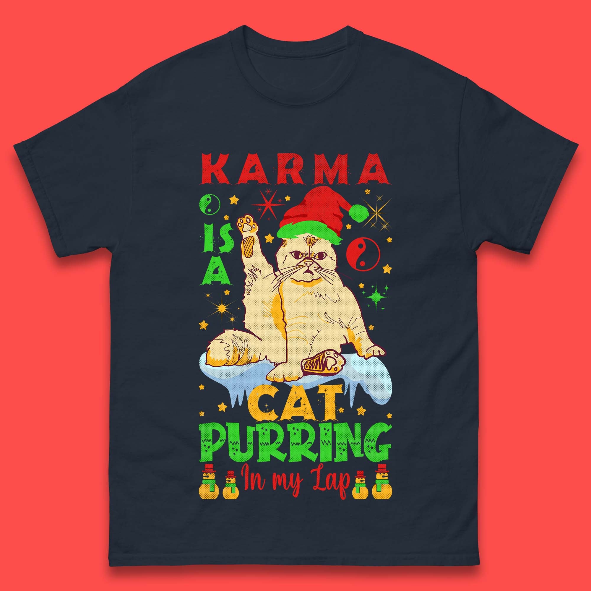 Christmas Karma Is A Cat Mens T-Shirt