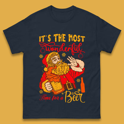 Santa Beer Time Christmas Mens T-Shirt