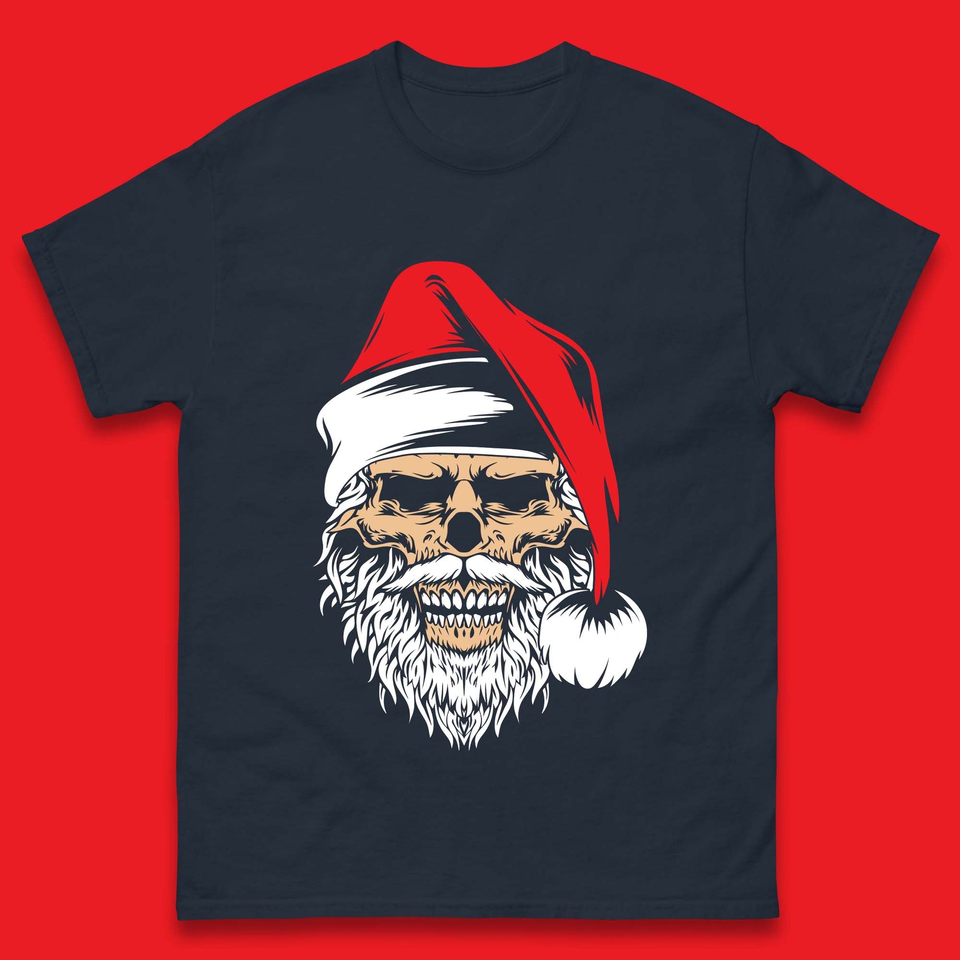christmas gothic skull santa hat t shirt