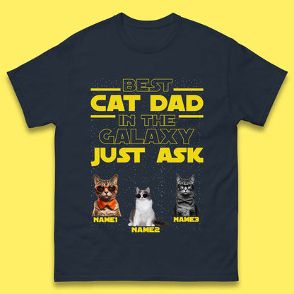 Personalised Best Cat Dad In The Galaxy Mens T-Shirt