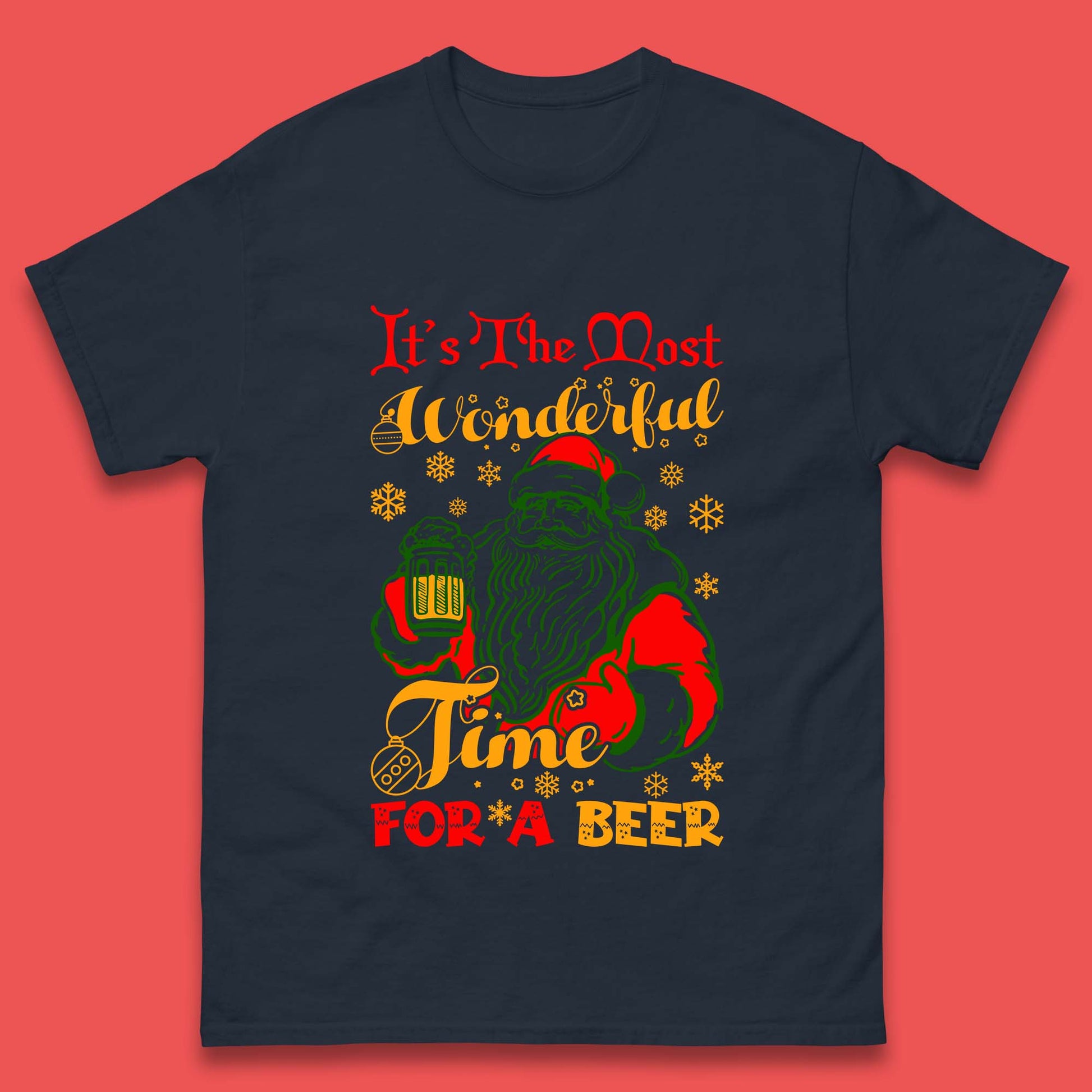 santa drinking beer t shirt