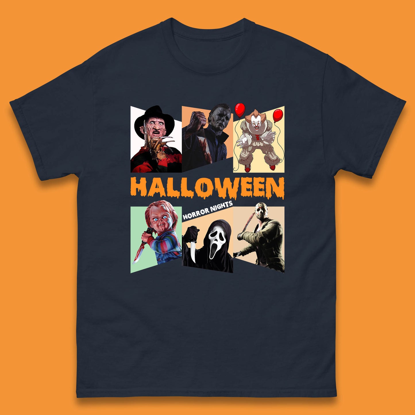 Halloween Horror Nights Horror Movie Characters Halloween Villians Serial Killers Mens Tee Top