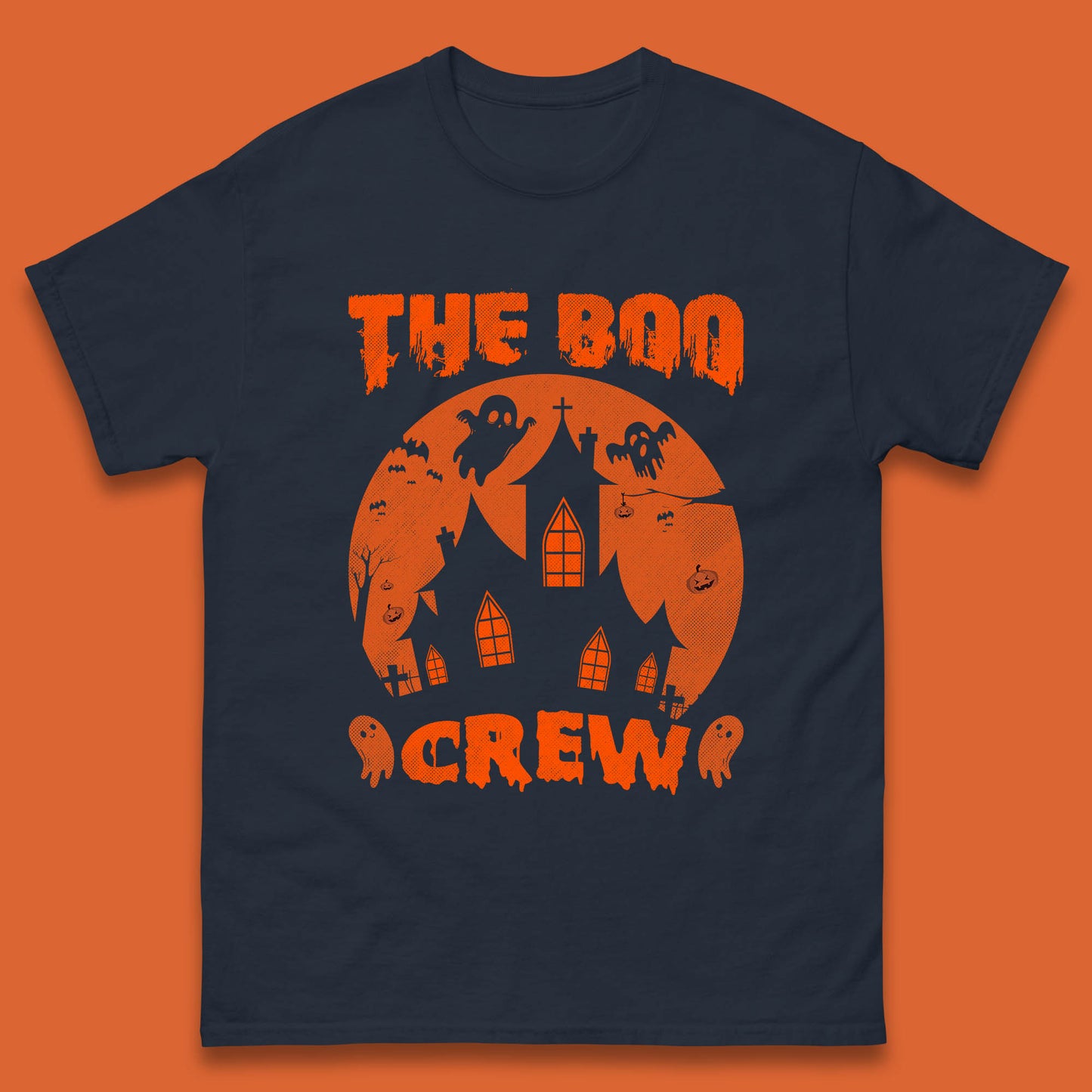 The Boo Crew Halloween Boo Squad Matching Costume Haunted House Horror Boo Ghost Mens Tee Top