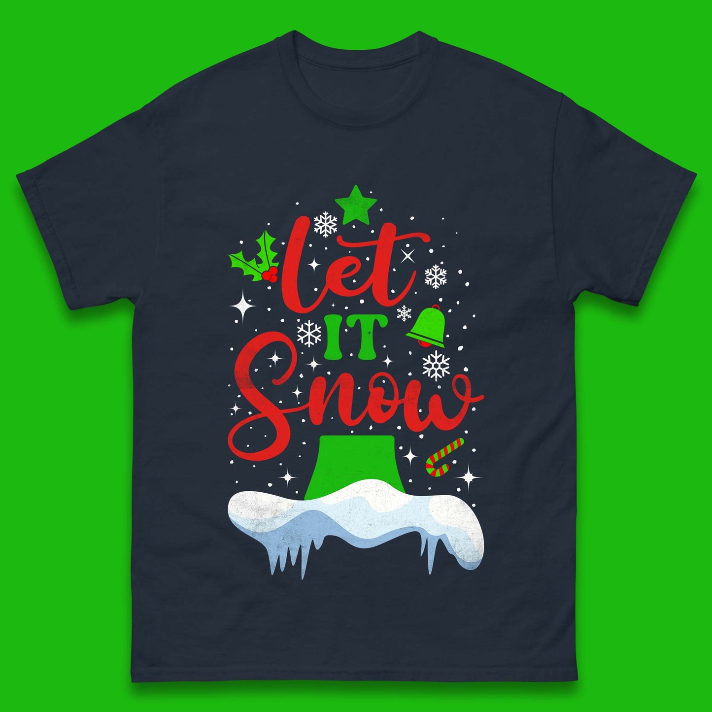 merry christmas let it snow snowflake t shirt