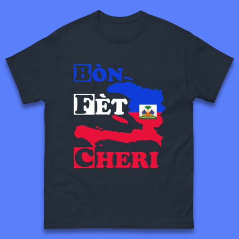 Bon Fet Cheri Haiti Map Mens T-Shirt