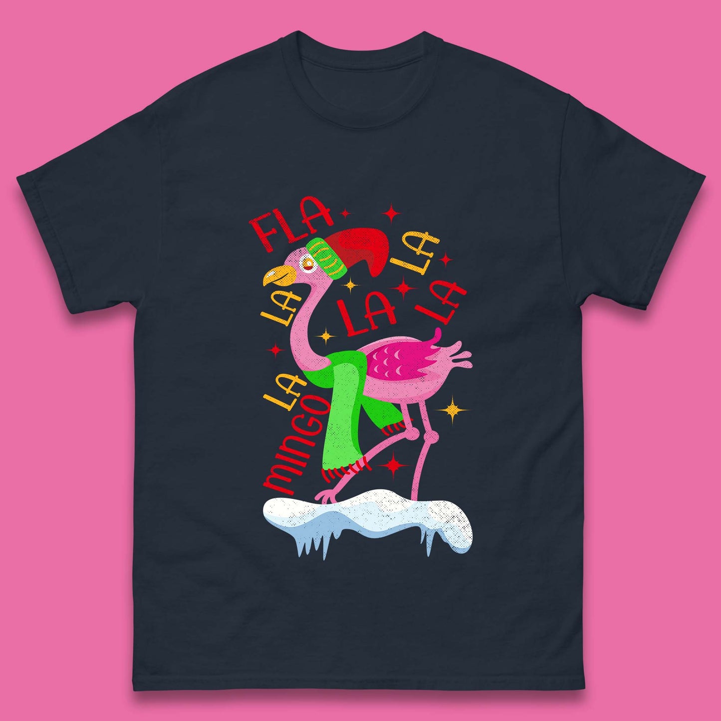 pink flamingo christmas t shirt