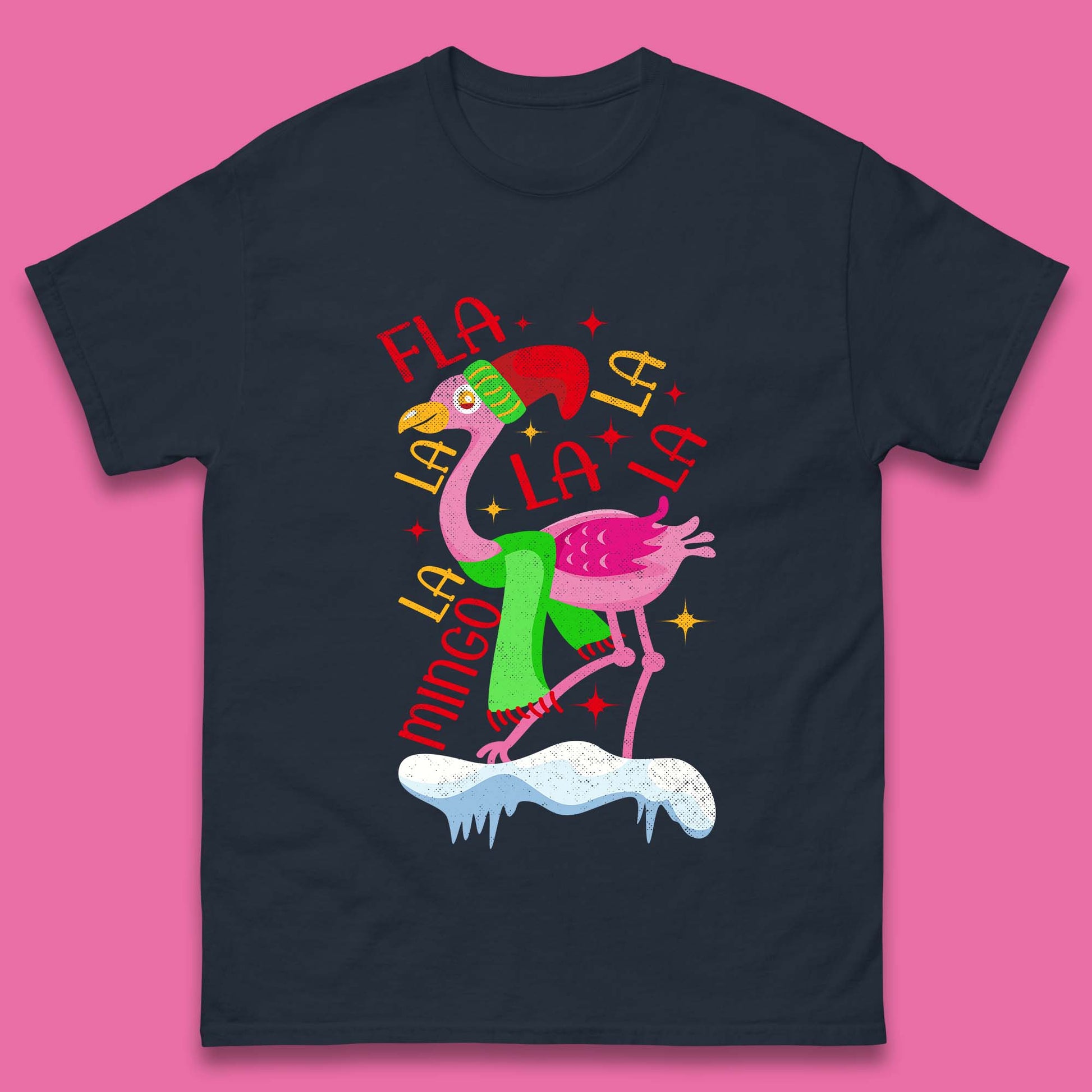 pink flamingo christmas t shirt