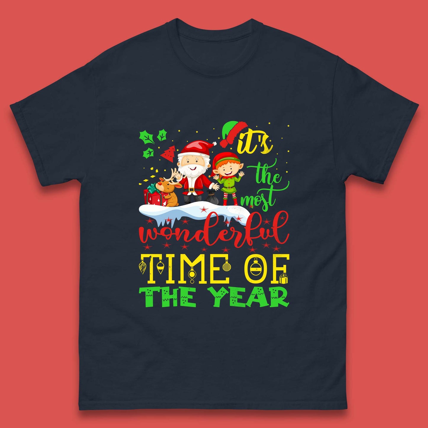 santa reindeer and elf t shirt