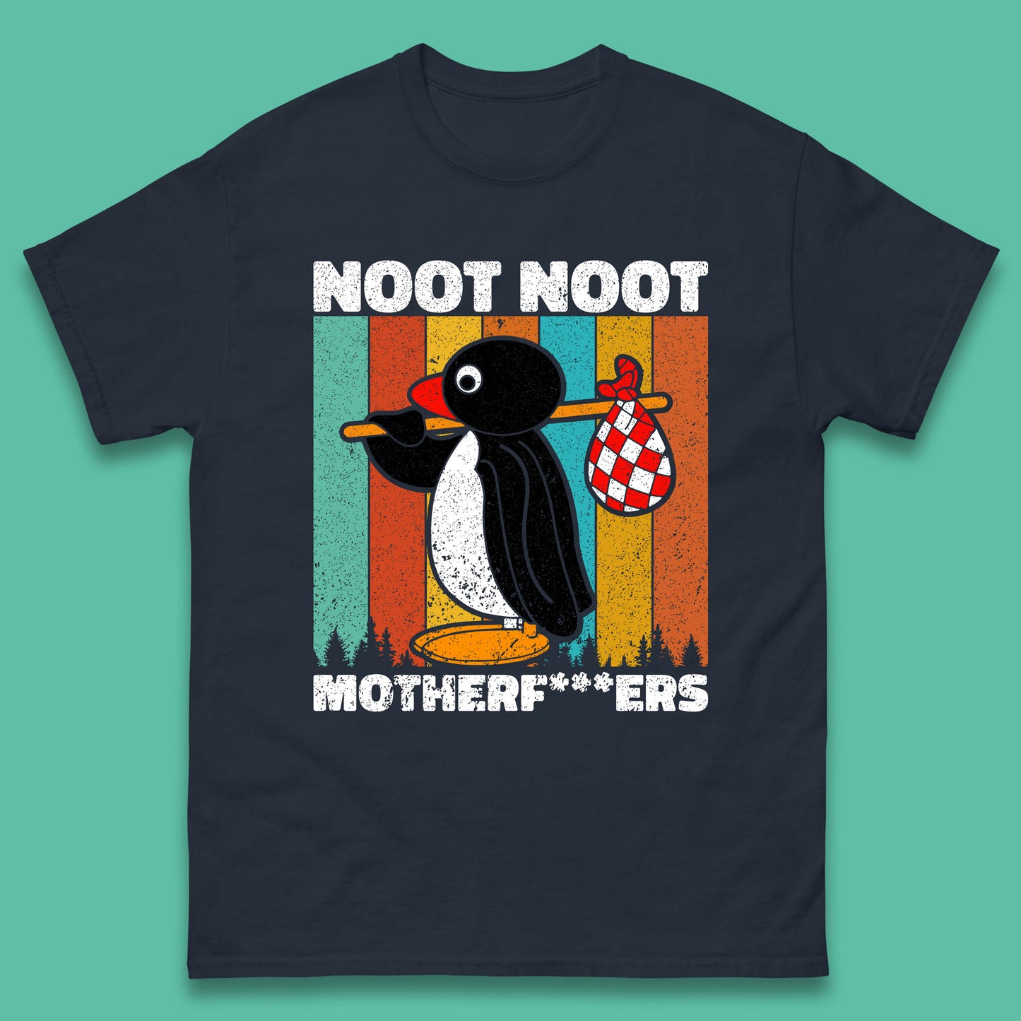Noot Noot Pingu Madafakas Motherfcukers Funny Meme Vintage Retro Cartoon Anime Manga Mens Tee Top