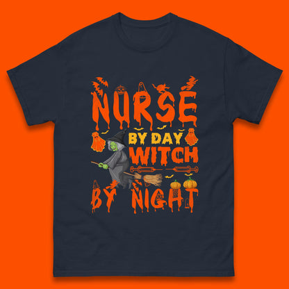 Nurse By Day Witch By Night Halloween Funny Nursing Spooky Nurse Mens Tee Top