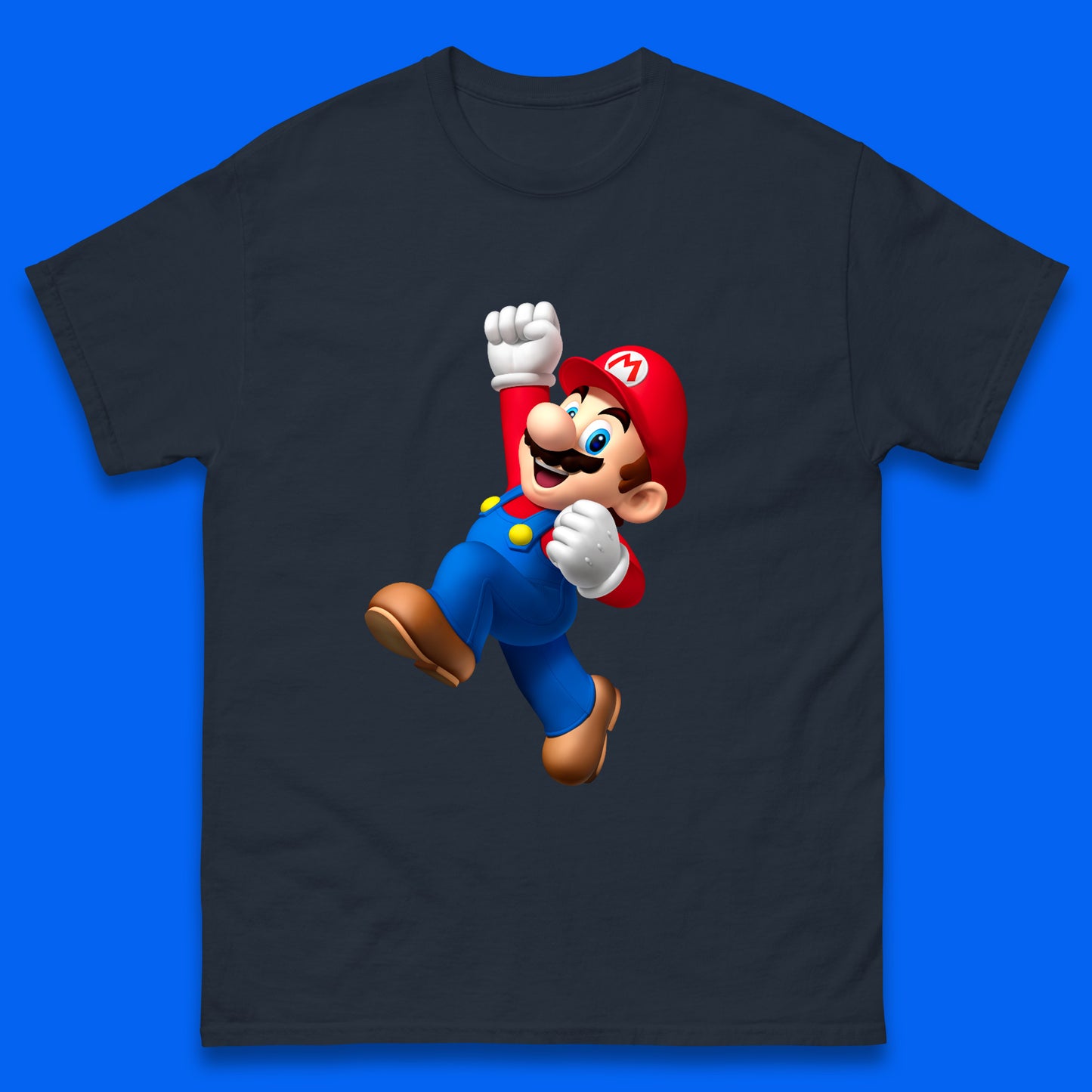 Super Mario Jumping In Happy Mood Funny Game Lovers Players Mario Bro Toad Retro Gaming Mens Tee Top