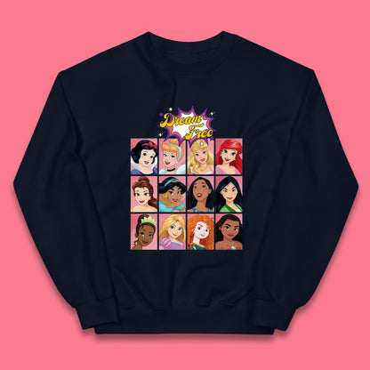 Dream Free Disney Princess Characters Disney Snow White Cinderella Jasmine Disney Princesses Group Disney World Kids Jumper