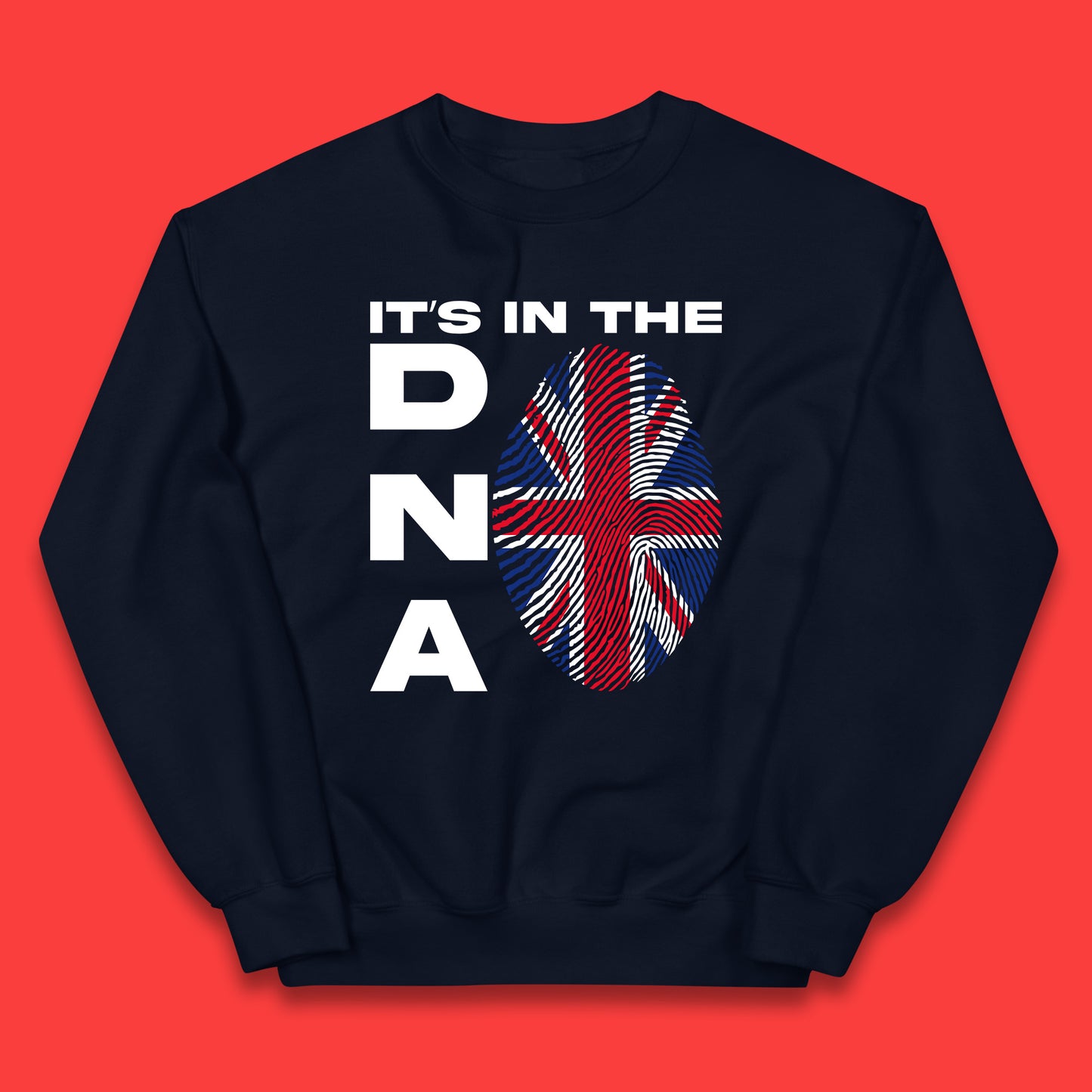 It's In My DNA Uk Union Jack Flag Fingerprint United Kingdom London Souvenirs British Flag Kids Jumper