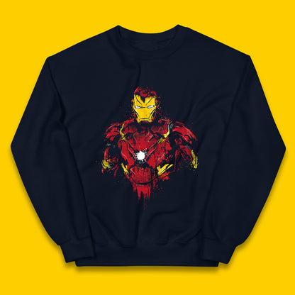 Marvel Avengers Iron Man Distressed Portrait Superhero Comic Book Character Iron-Man Marvel Comics Kids Jumper
