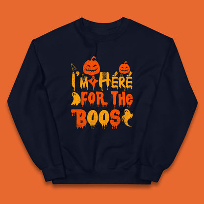 I'm Here For The Boos Halloween Pumpkin Ghost Horror Scary Kids Jumper