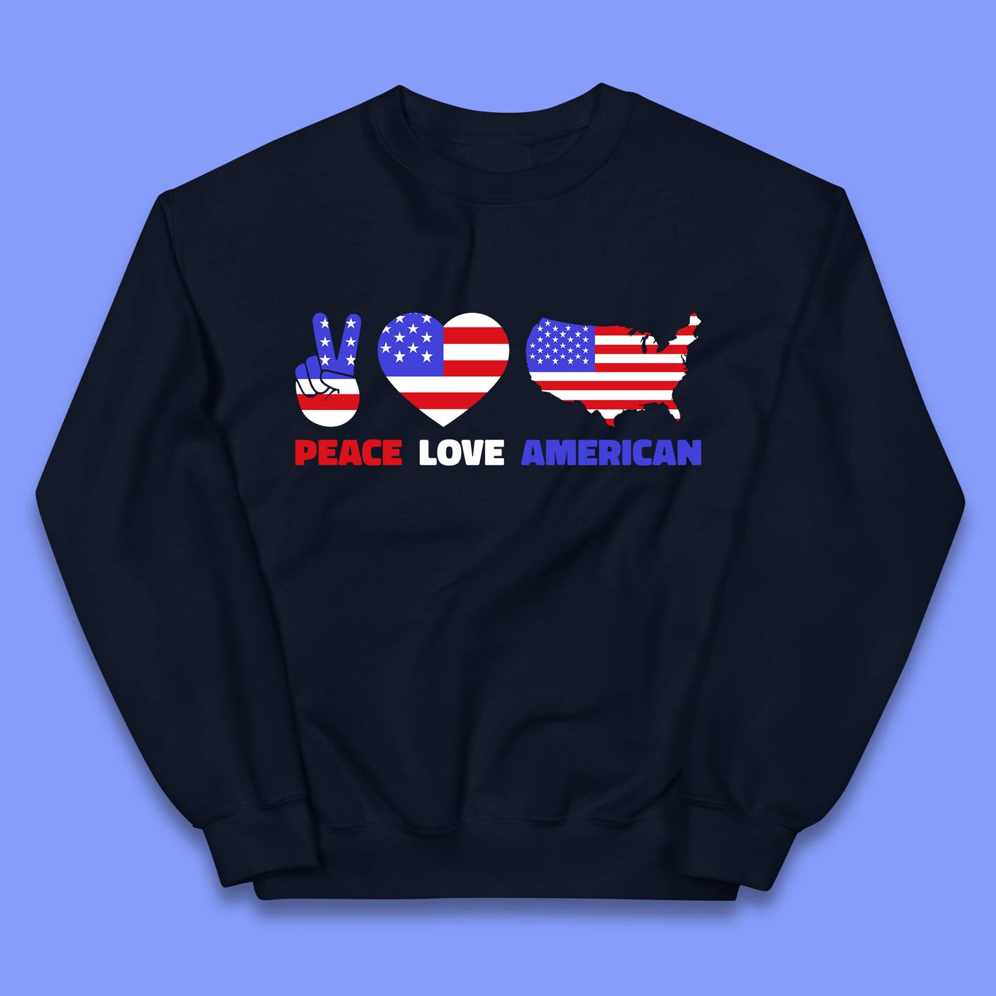 Peace Love American Patriotic USA Flag America Pride Freedom Kids Jumper