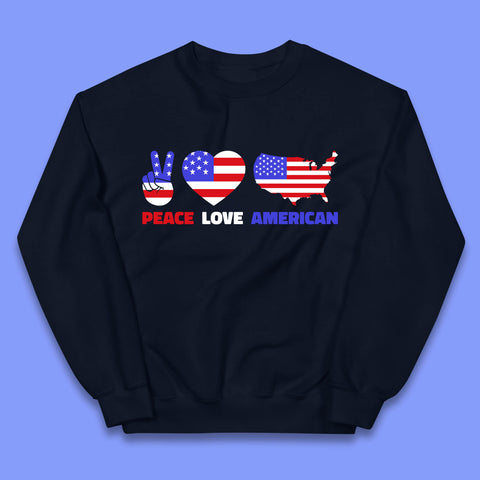 Peace Love American Patriotic USA Flag America Pride Freedom Kids Jumper