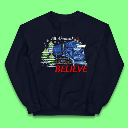 All Abroad Believe Christmas Train Kids Jumper