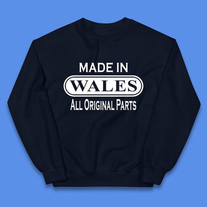 Made In Wales All Original Parts Vintage Retro Birthday Country In United Kingdom UK Constituent Country Gift Kids Jumper