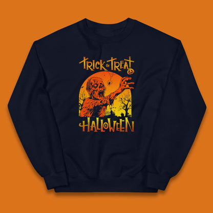 Trick Or Treat Halloween Zombie Horror Scary Spooky Vibes Kids Jumper