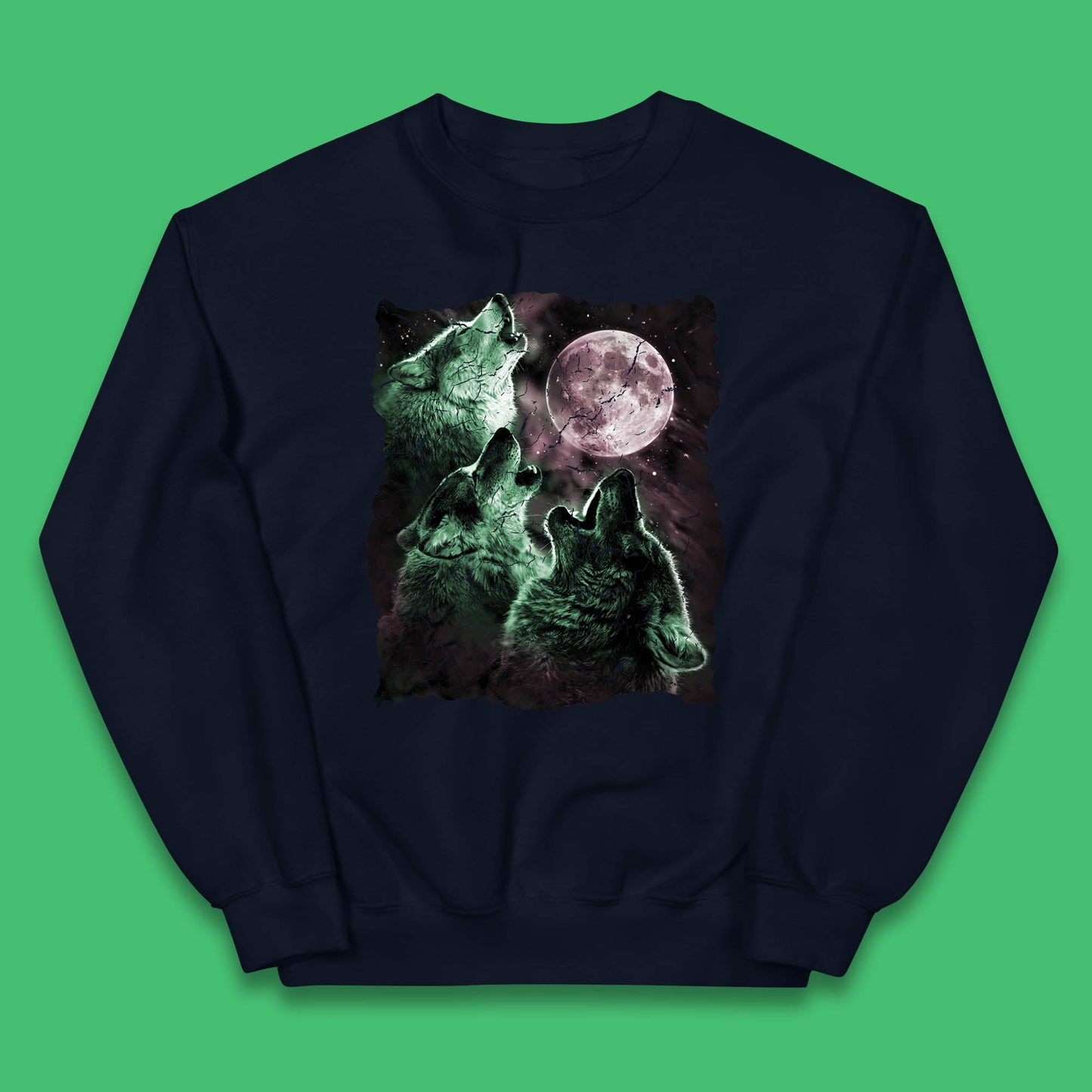 Three Wolf Howling At Moon Wild Free Wolves Three Wolf Dog Animal The Mountain Kids Jumper