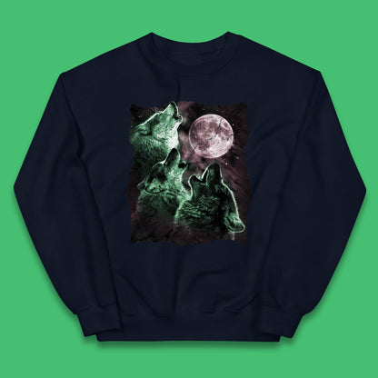 Three Wolf Howling At Moon Wild Free Wolves Three Wolf Dog Animal The Mountain Kids Jumper