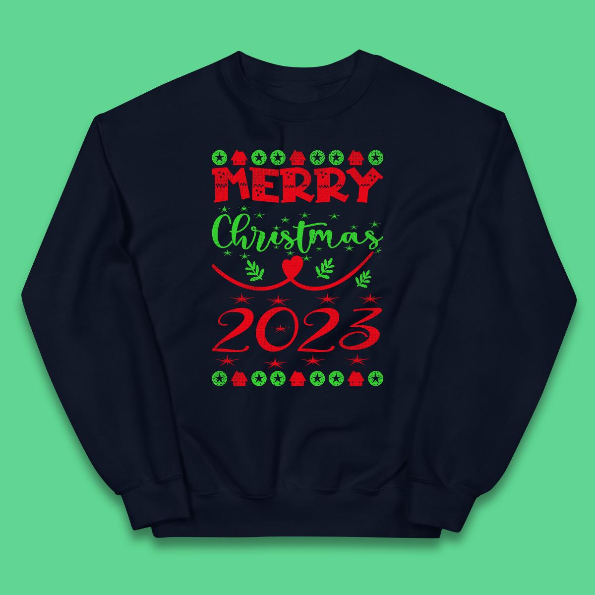 Merry Christmas 2023 Winter Holiday Xmas Festive Celebration Kids Jumper