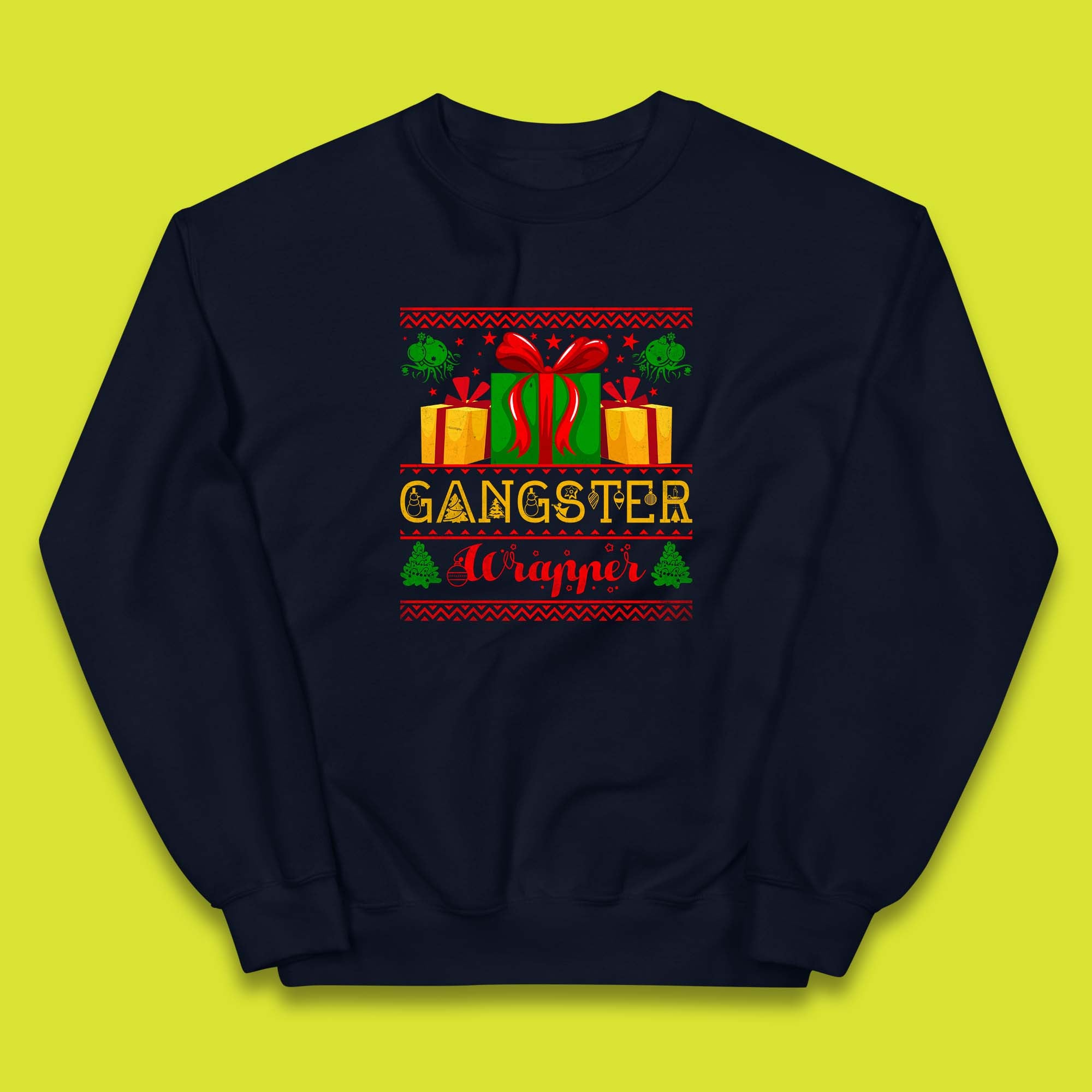 Gangster Wrapper Christmas Gangster Wrappa Funny Xmas Gift Wrapping Kids Jumper