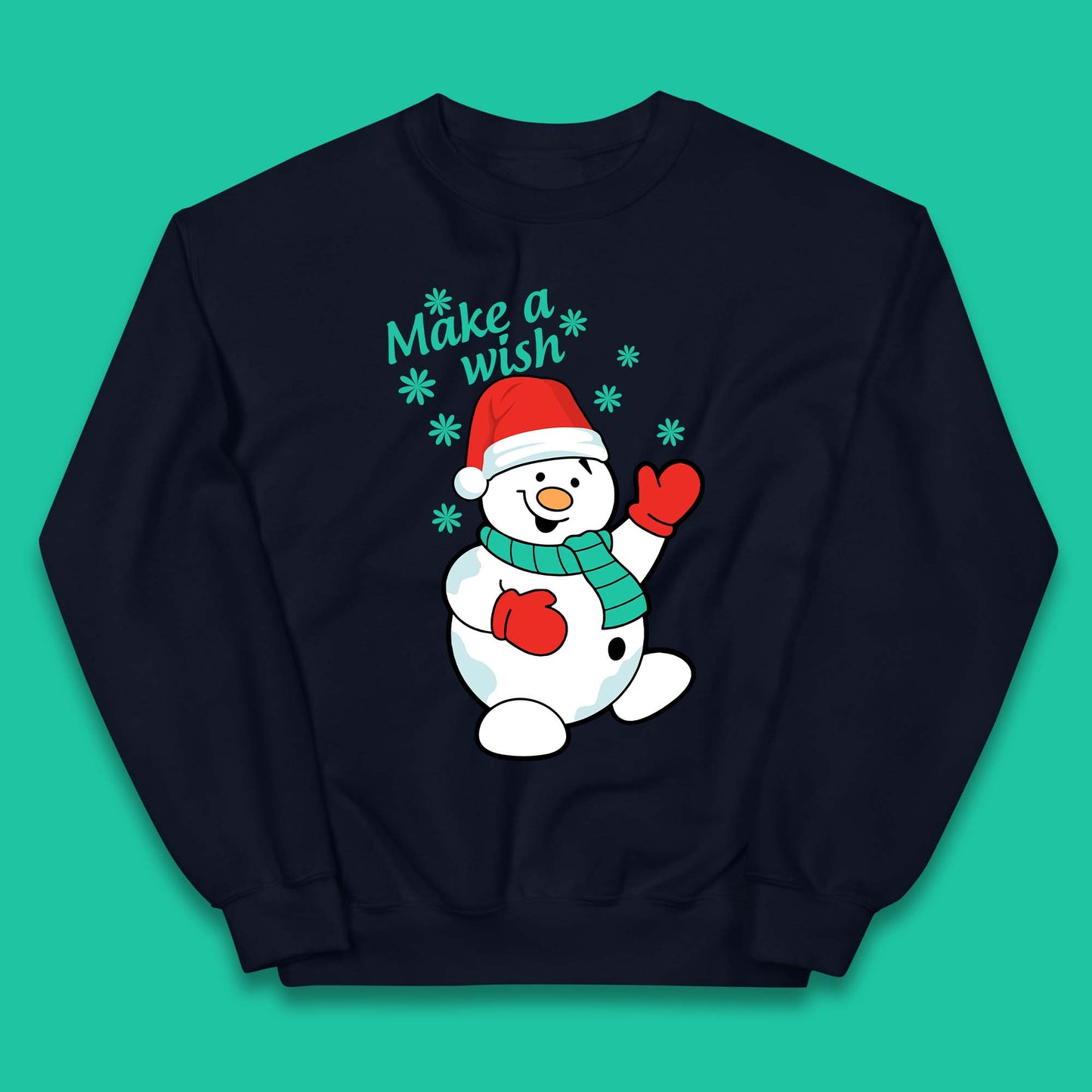 Make A Wish Snowman Christmas Kids Jumper