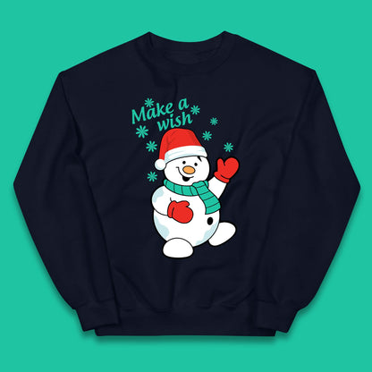 Make A Wish Snowman Christmas Kids Jumper