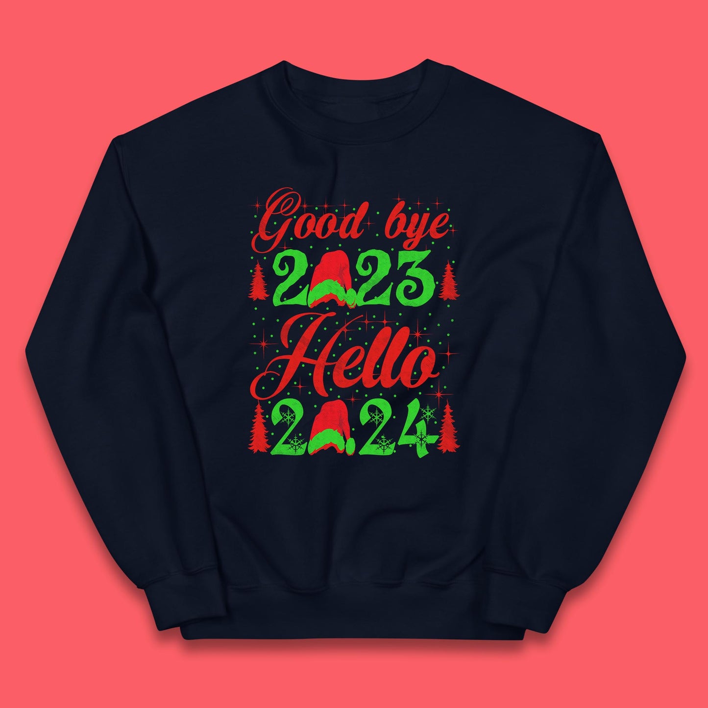 Good Bye 2023 Hello 2024 Merry Christmas Happy New Year Xmas Festive Celebration Kids Jumper