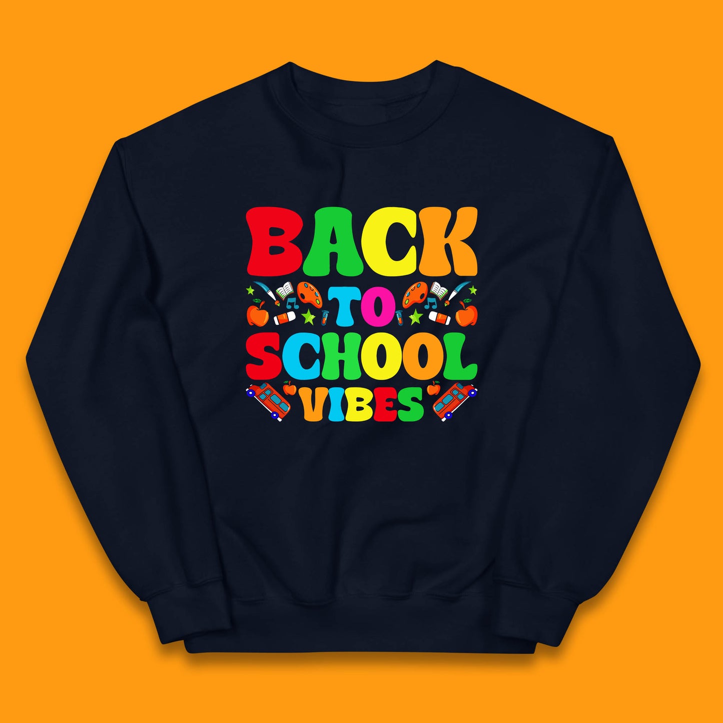 Back To School Vibes Happy First Day Of School Retro School Life Kids Jumper